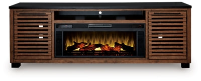 Mueble de TV Kallari de 84" con chimenea eléctrica