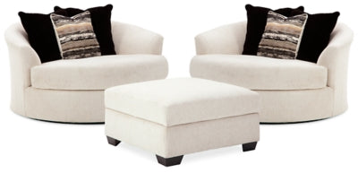 Dos sillones giratorios grandes y otomana Cambri