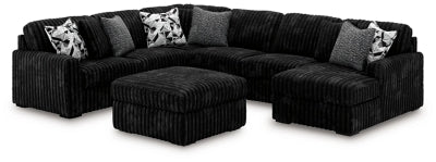 Midnight-Madness 4-Piece Sectional and Oversized Accent Ottoman