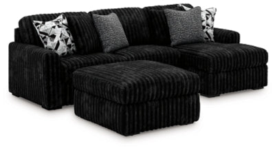 Midnight-Madness 2-Piece Sectional and Oversized Accent Ottoman