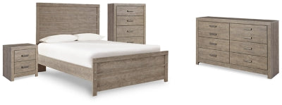 Cama de panel completo, cómoda, sinfonier y mesita de noche Culverbach