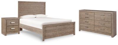 Juego de cama con panel completo, cómoda y mesita de noche Culverbach