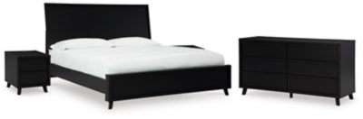 Cama con paneles, cómoda y 2 mesitas de noche Danziar King