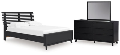 Danziar Full Slat Panel Platform Bed, Dresser and Mirror