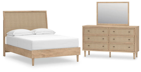 Cama, cómoda y espejo Cielden de panel completo
