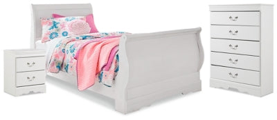 Anarasia Twin Sleigh Bed, Chest and Nightstand