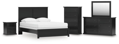 Cama Queen Maribel, Cómoda, Espejo, Chifonier y Mesita de Noche