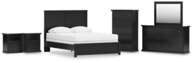 Cama Queen Maribel, Cómoda, Espejo, Chifonier y 2 Mesitas de Noche