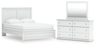 Cama tamaño queen con paneles, tocador y espejo Bostwick Shoals