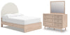 Shapella Full Upholstered Panel Bed, Dresser and Mirror