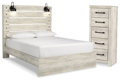 Cama con paneles tamaño queen y cómoda Cambeck