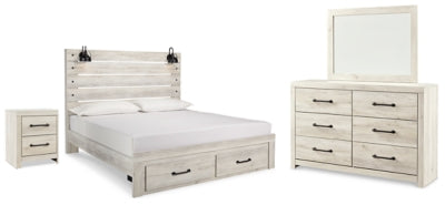 Cama con almacenaje King, cómoda, espejo y mesita de noche Cambeck