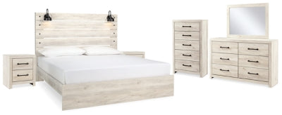 Cama King, cómoda, espejo, arcón y 2 mesitas de noche Cambeck
