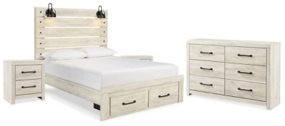 Cama de almacenamiento Cambeck Queen con panel, cómoda y 2 mesitas de noche