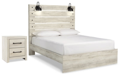 Cama queen con paneles y 2 mesitas de noche Cambeck