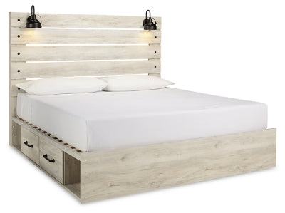 Cama King Cambeck con Panel y 2 Cajones de Almacenamiento