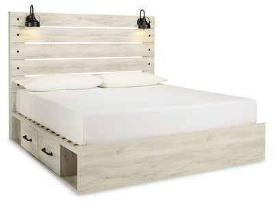 Cama King Cambeck con panel y 4 cajones de almacenamiento