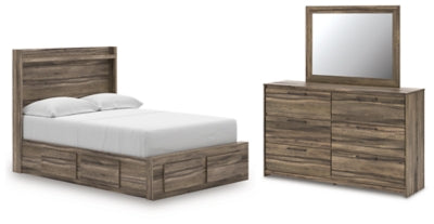 Cama, cómoda y espejo de almacenamiento de panel completo Baystorm