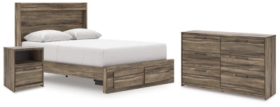 Cama Baystorm Queen con panel de almacenamiento, cómoda y mesita de noche