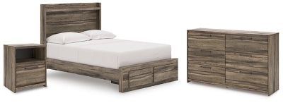 Cama, cómoda y mesita de noche de almacenaje completo Baystorm
