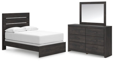 Delmorta Full Panel Bed, Dresser and Mirror