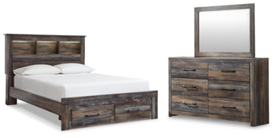 Drystan Queen Bookcase Storage Bed, Dresser and Mirror
