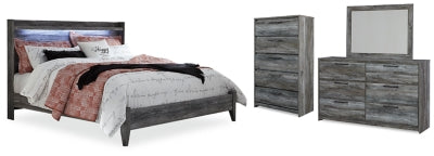 Cama King, tocador, espejo y cómoda Baystorm