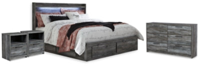 Cama de almacenamiento Baystorm King, cómoda y 2 mesitas de noche