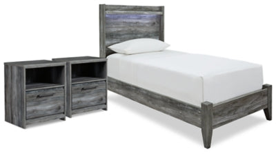 Baystorm Twin Panel Bed and 2 Nightstands