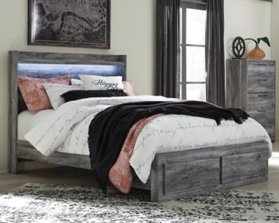 Cama Queen Baystorm con panel de almacenaje y cajonera