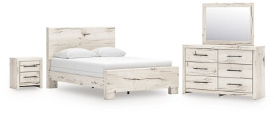 Cama tamaño Queen, tocador, espejo y mesita de noche Lawroy