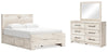 Lawroy Queen Panel Bed with Storage, Dresser and Mirror