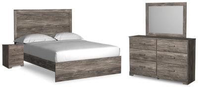 Cama Queen, Cómoda, Espejo y Mesita de Noche Ralinksi