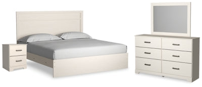 Stelsie King Panel Bed with Dresser, Mirror and Nightstand