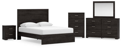 Cama Queen, Cómoda, Espejo, Chifonier y Mesita de Noche Belachime