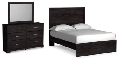 Cama Belachime con cabecero y pie de cama, tocador y espejo