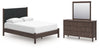 Cadmori Queen Upholstered Platform Bed, Dresser and Mirror