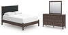 Cadmori Queen Upholstered Panel Bed, Dresser and Mirror
