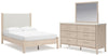 Cadmori Full Upholstered Panel Bed, Dresser and Mirror