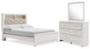 Altyra Queen Upholstered Panel Bed, Dresser and Mirror