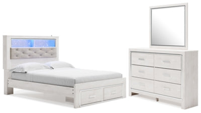 Altyra Queen Bookcase Storage Bed, Dresser and Mirror