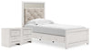 Altyra Twin Upholstered Panel Bed and 2 Nightstands