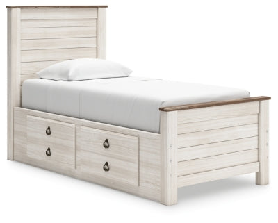 Willowton Twin Panel Bed with 2 Storage Drawers