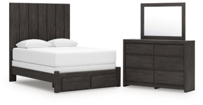 Parlayon Queen Panel Storage Bed, Dresser and Mirror
