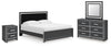 Birmonton King Panel Bed, Dresser, Mirror and Nightstand