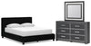 Birmonton Queen Upholstered Bed, Dresser and Mirror