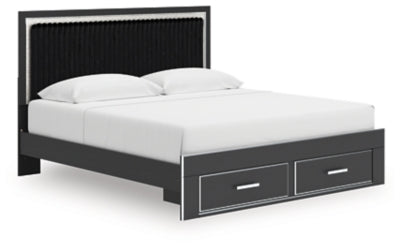 Birmonton King Upholstered Panel Platform Storage Bed