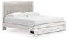 Birmonton King Upholstered Panel Platform Storage Bed