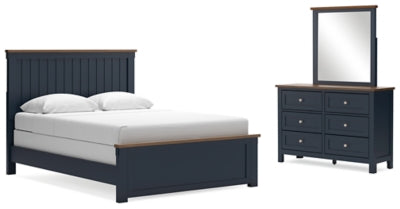Cama Queen, Cómoda y Espejo Landocken