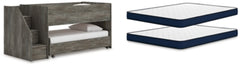 Frandern Twin Over Twin Loft Bed and Mattresses